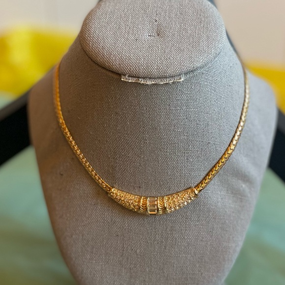 Christian Dior gold tone necklace with crystals - certified authentic - Picture 1 of 5